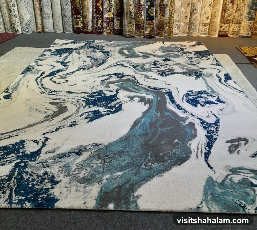 Marble-patterned rug