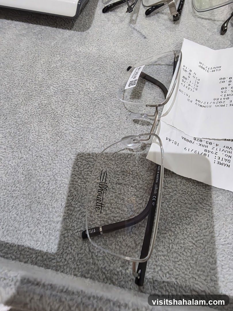 Eyeglasses and Receipt