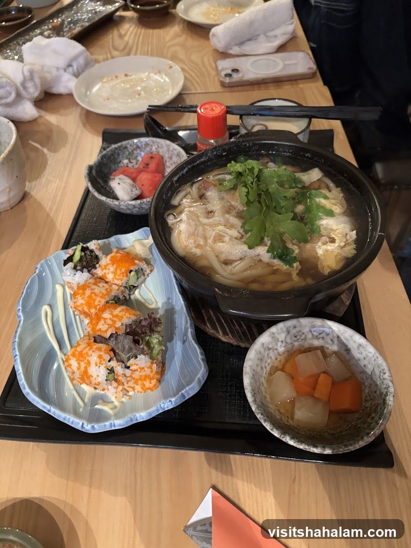 Japanese Meal with Udon and Sushi