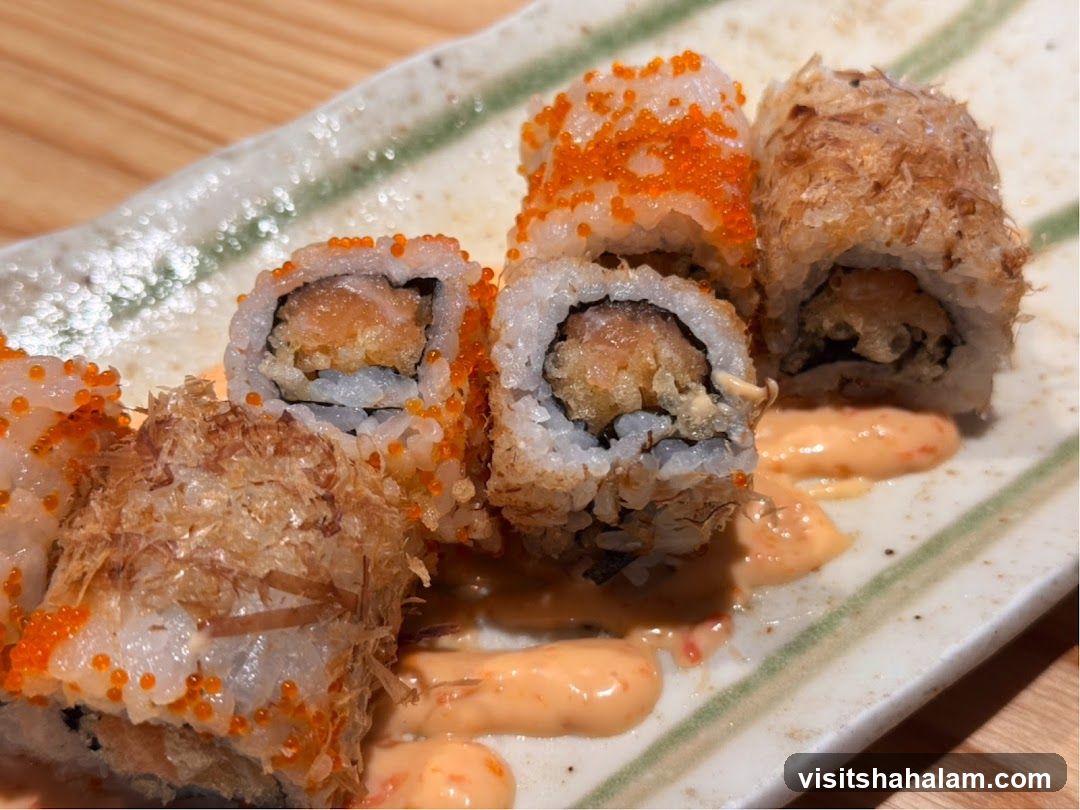 Sushi Rolls with Roe and Bonito Flakes