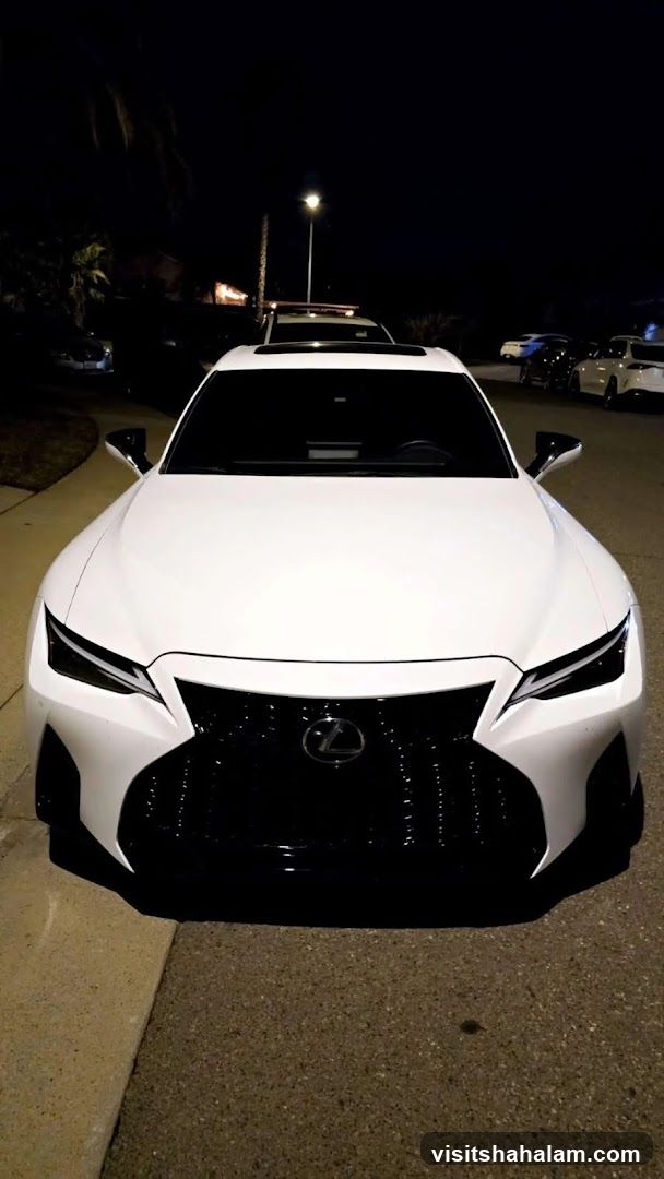 White Lexus Sedan at Night