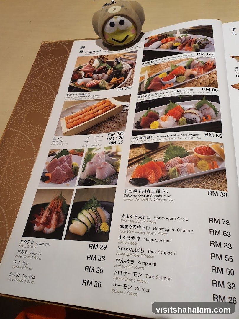 SASHIMI Menu