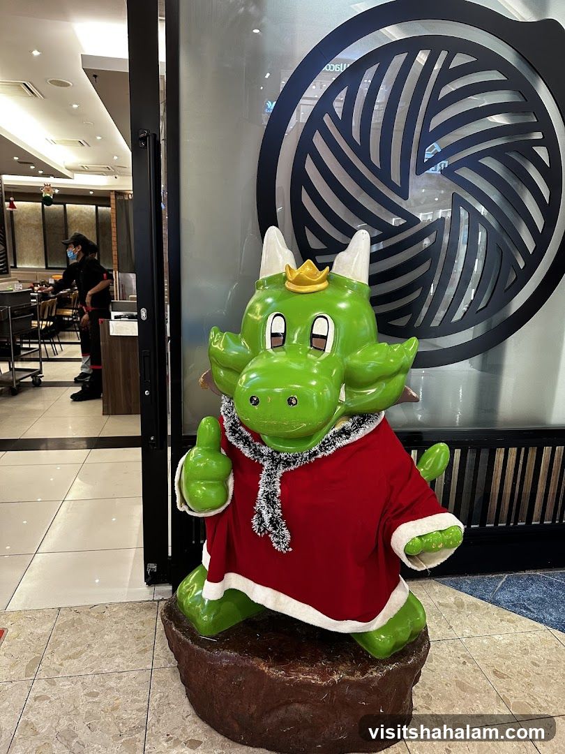 Dragon mascot in festive attire