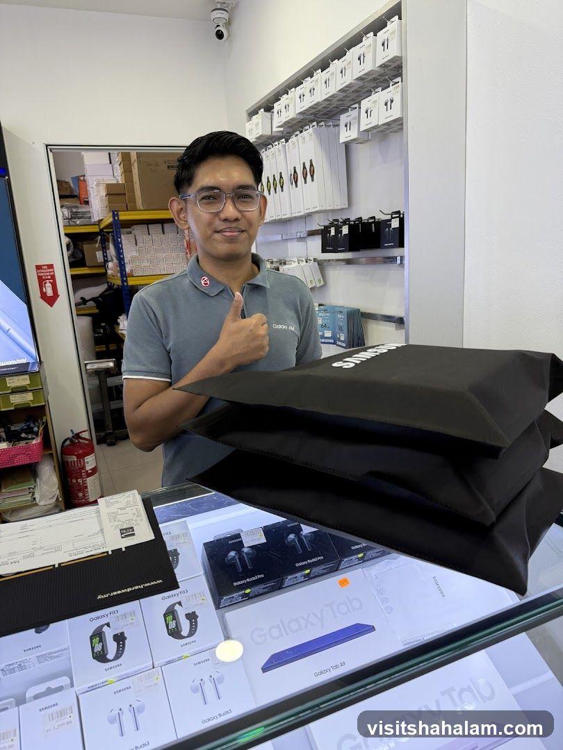 Man in a store with Samsung products
