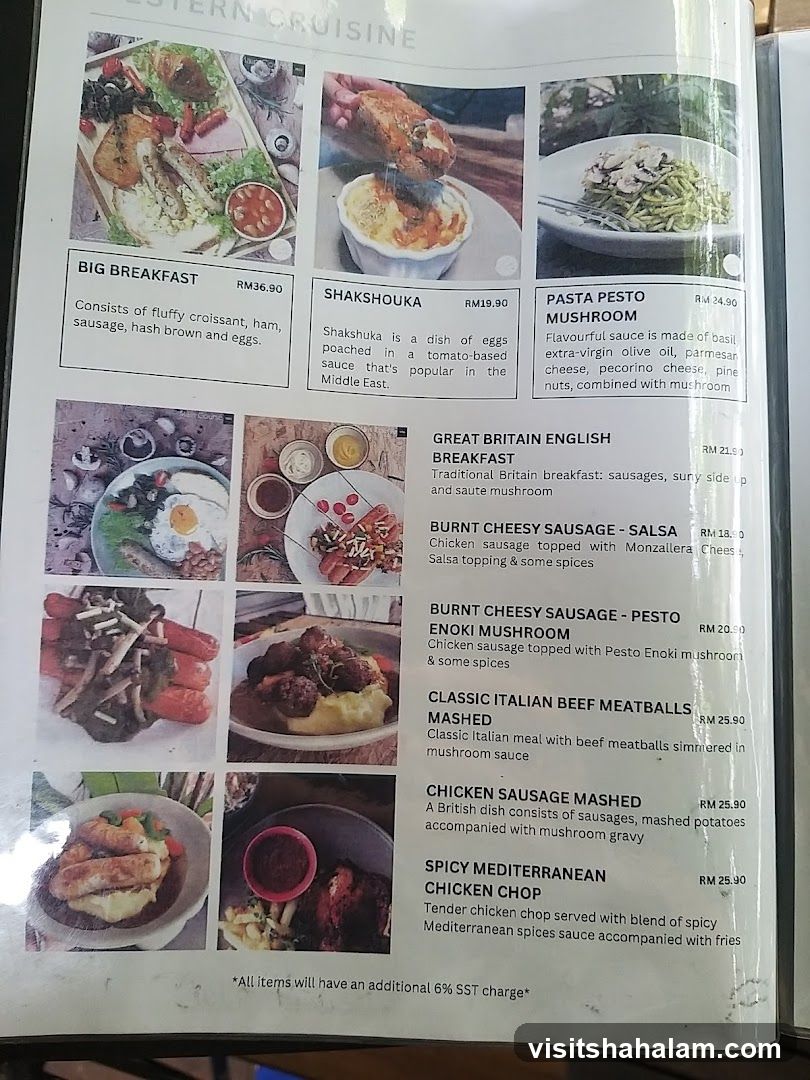 Western Cuisine Menu