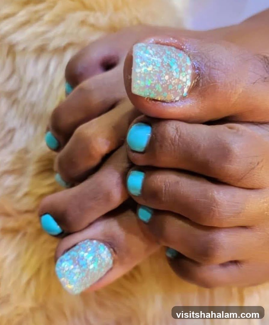 Pedicure with Glitter Accents