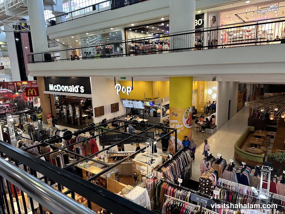 Mall Interior with Fast Food and Retail Stores