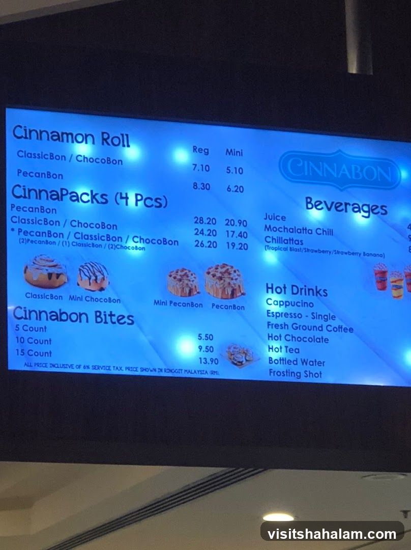 Cinnabon Menu