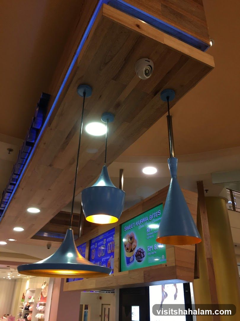 Modern Interior with Pendant Lights and Menu Display