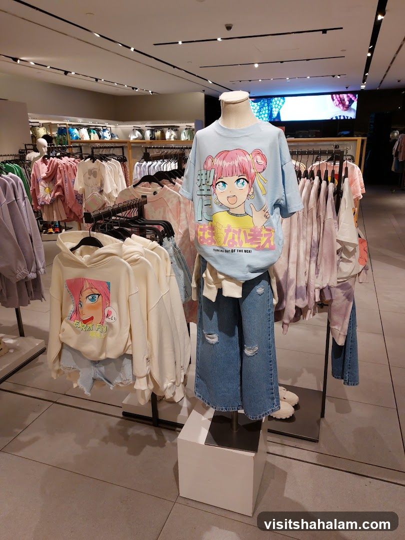 Anime-themed clothing display