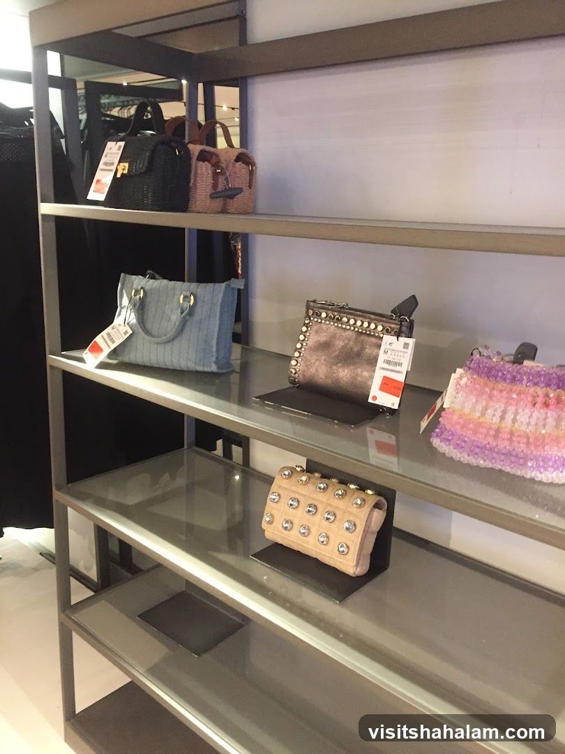 Handbags on display