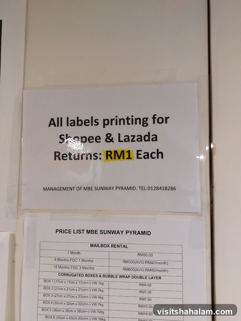 MBE Sunway Pyramid Price List