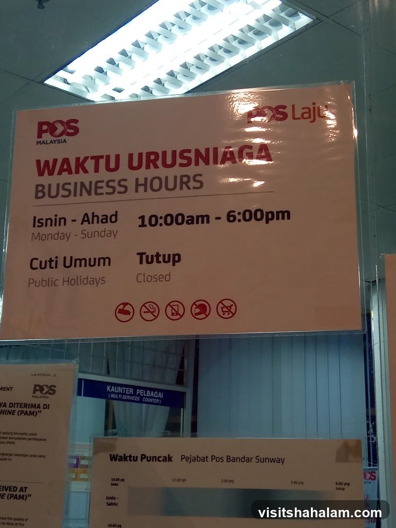 POS Malaysia Business Hours Sign