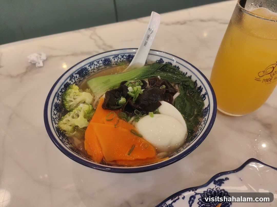 Noodle Soup and Orange Drink