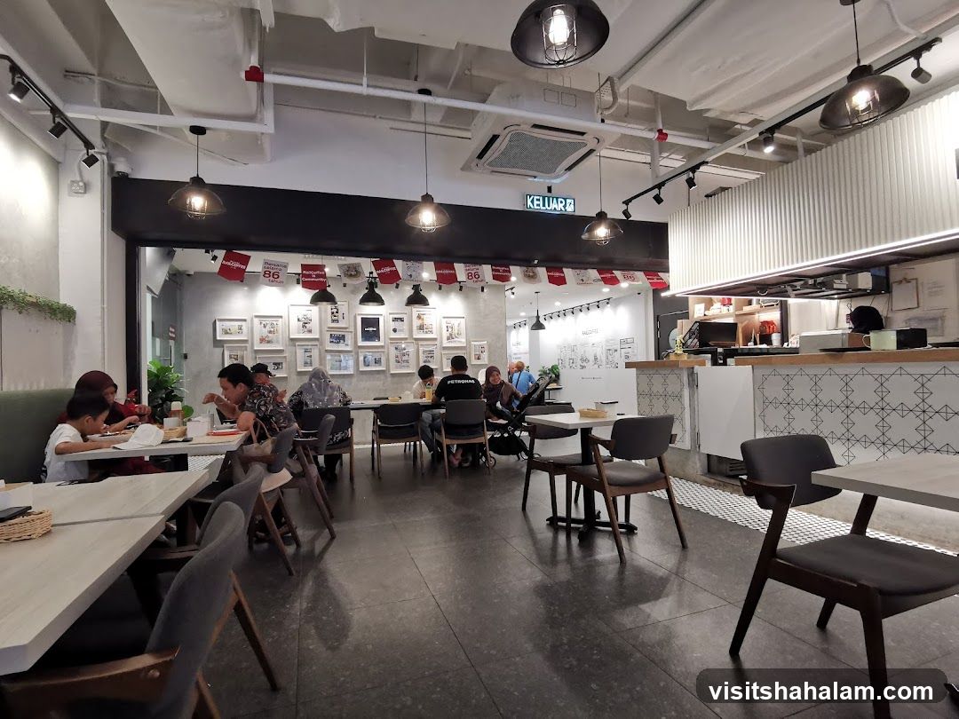 Interior of a cafe with diners