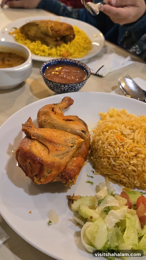 Roasted Chicken with Rice and Salad