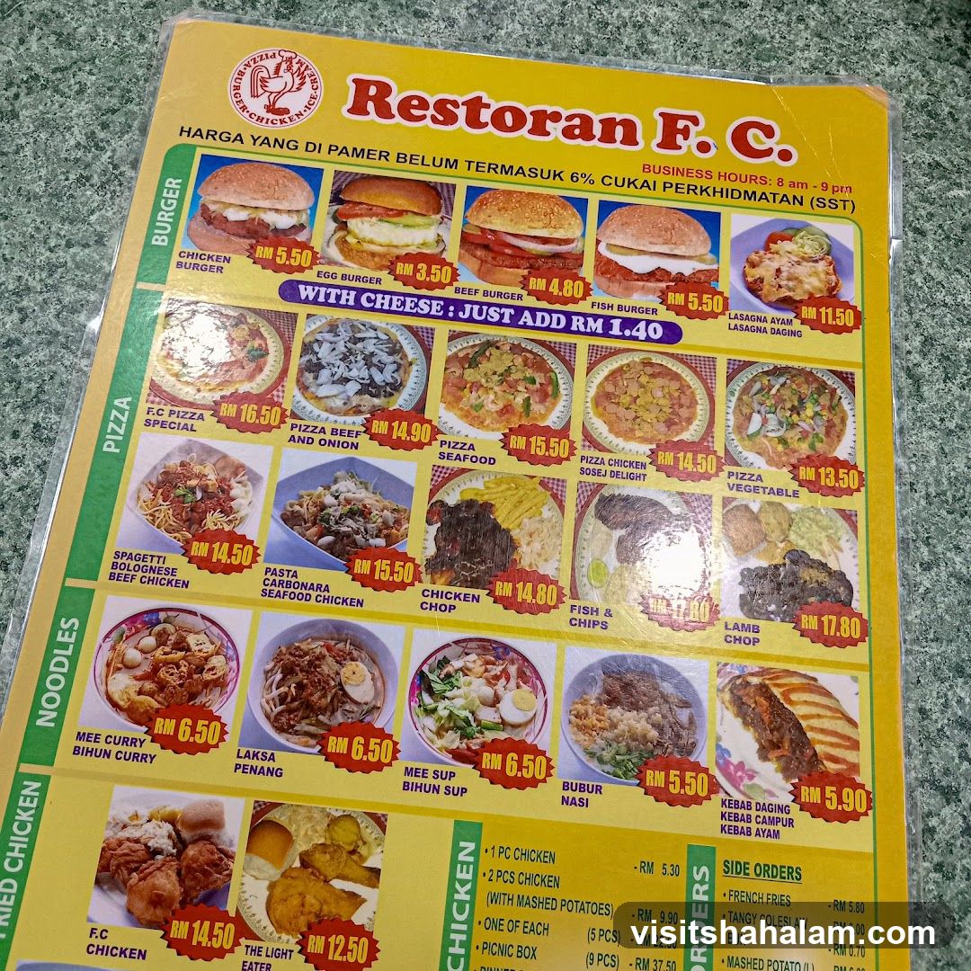Restoran F. C. Menu