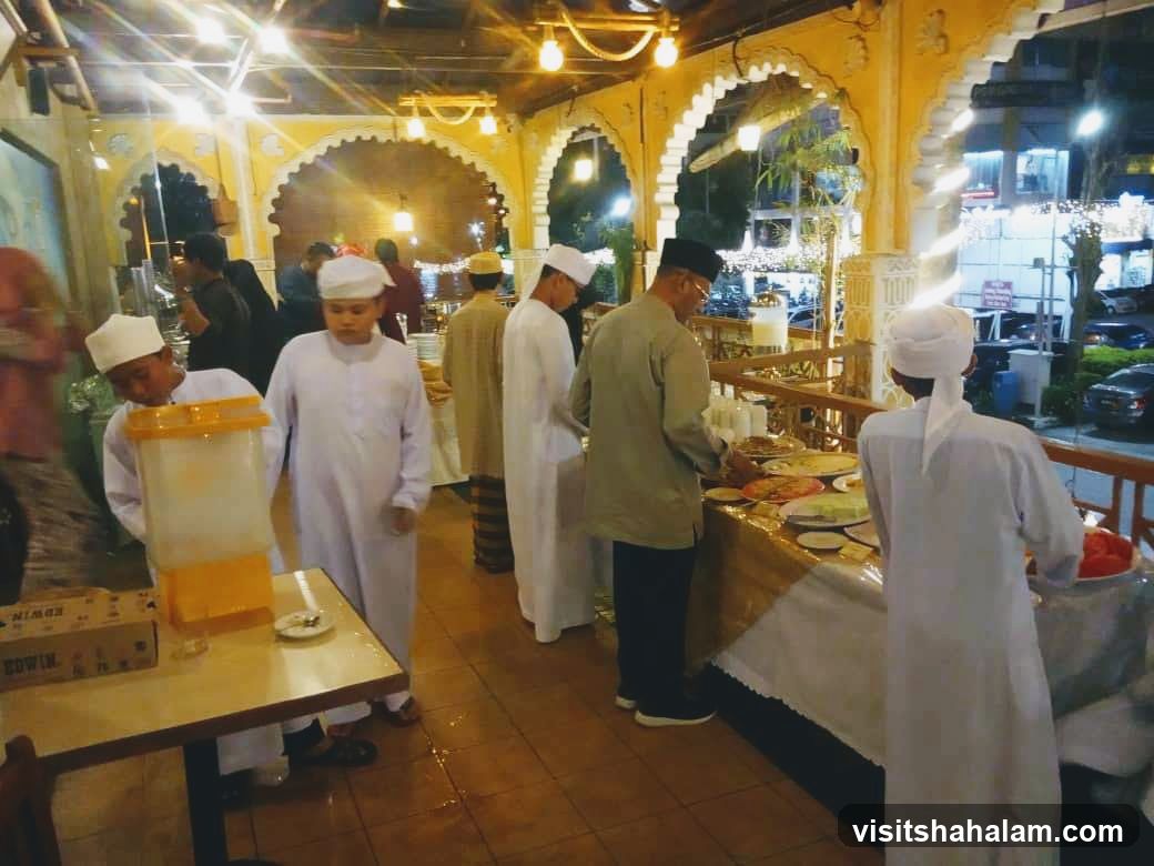 Buffet line with people