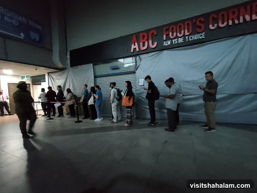 People queuing outside a food establishment