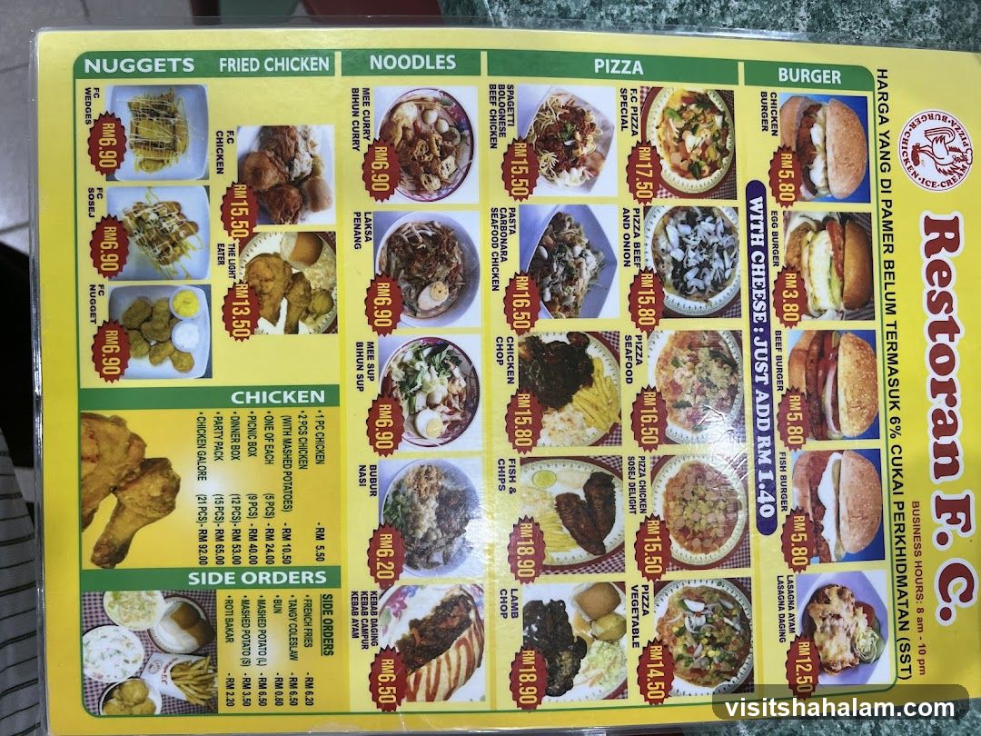 Restoran F. C. Menu