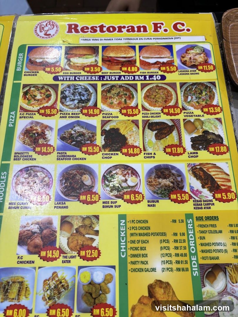 Restoran F. C. Menu