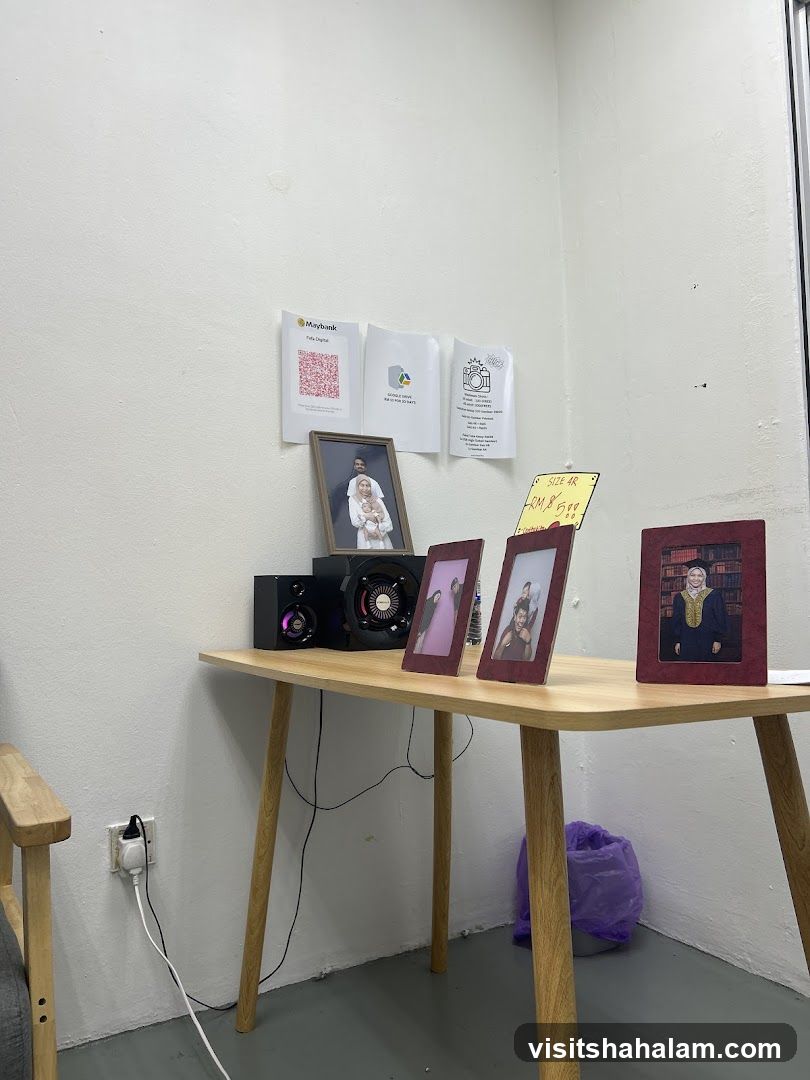 Desk with photos and papers