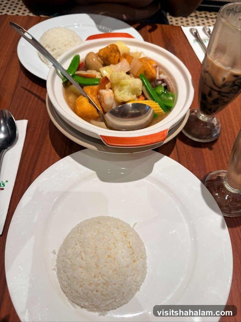Mixed Vegetable and Seafood Dish with Rice