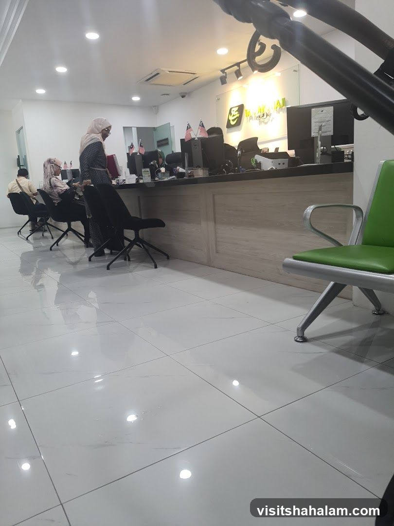 Bank interior with customers and staff