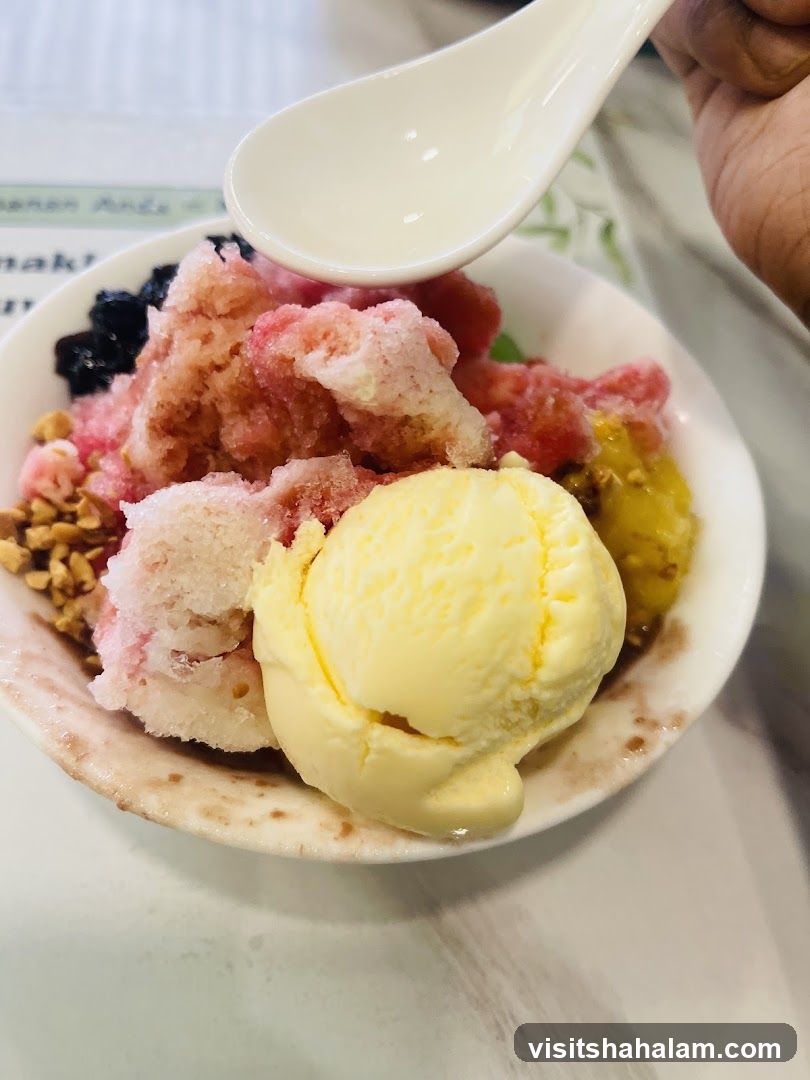 Shaved Ice Dessert with Ice Cream