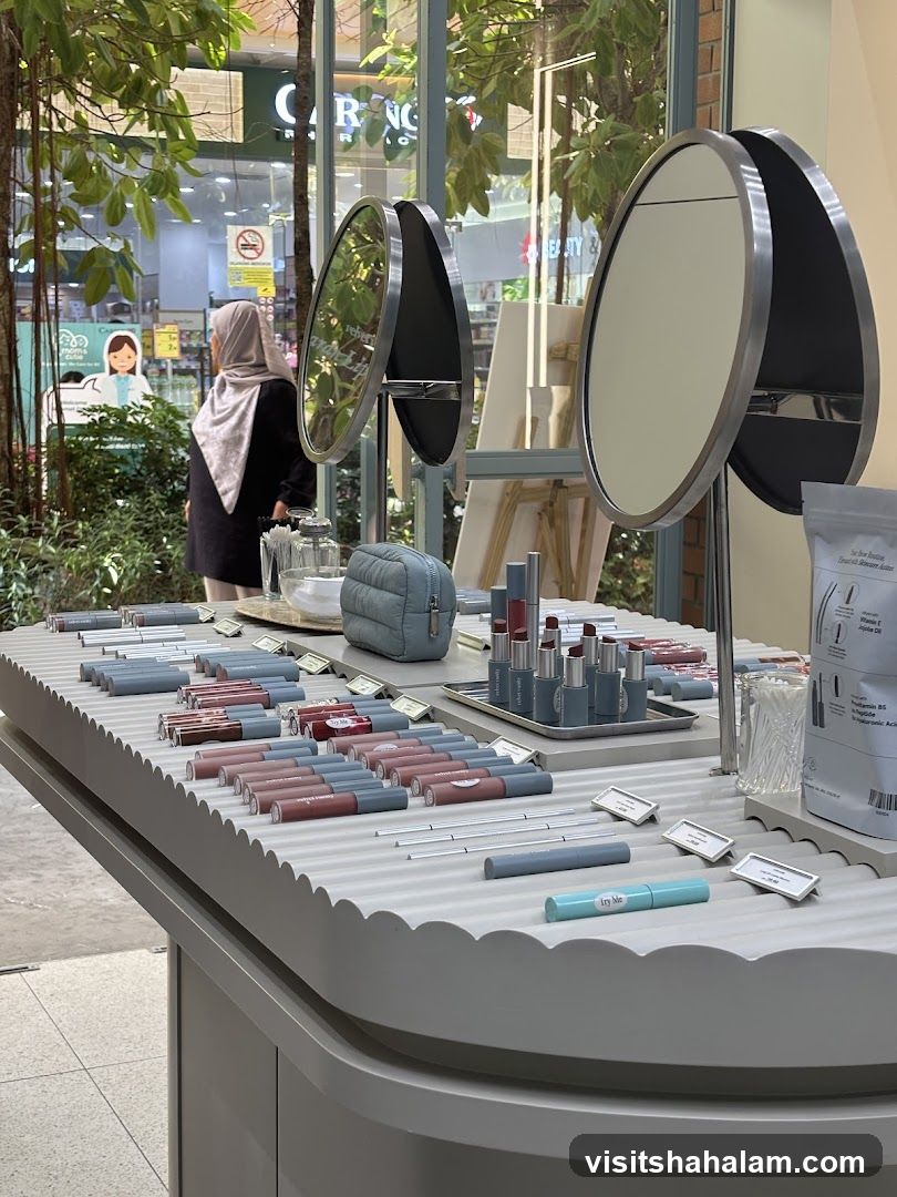 Cosmetics Display with Mirrors