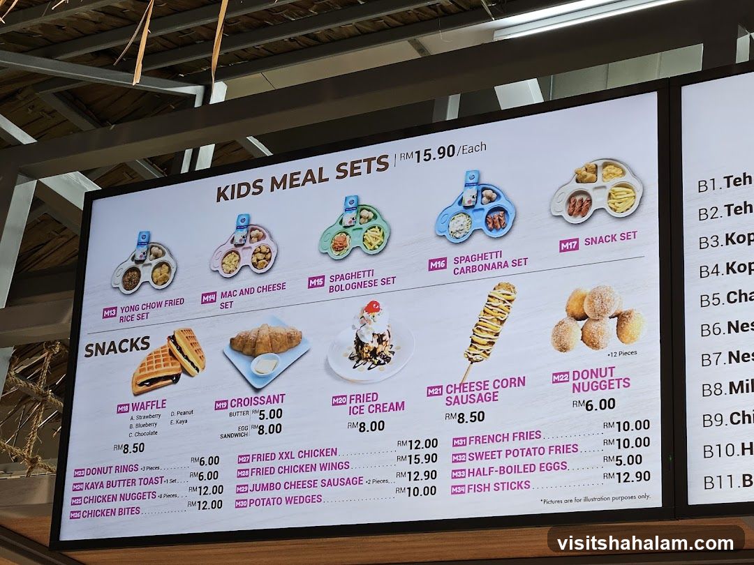 Kids Meal Sets and Snacks Menu