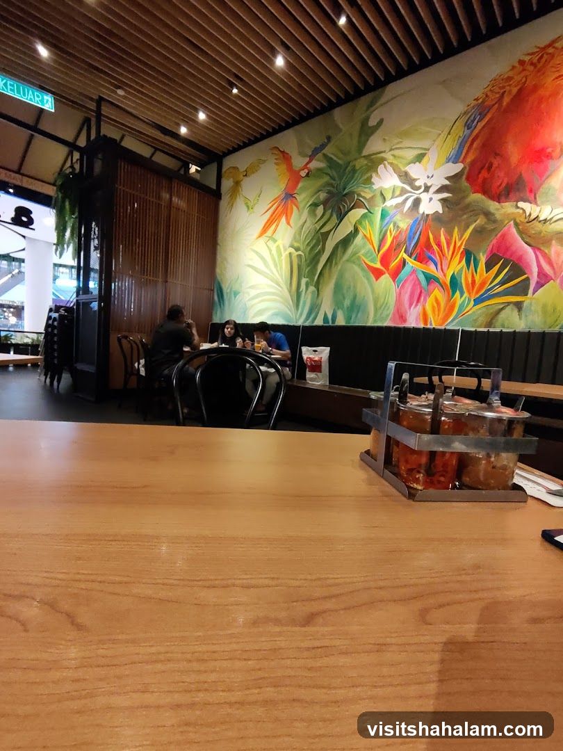 Restaurant Interior with Tropical Mural