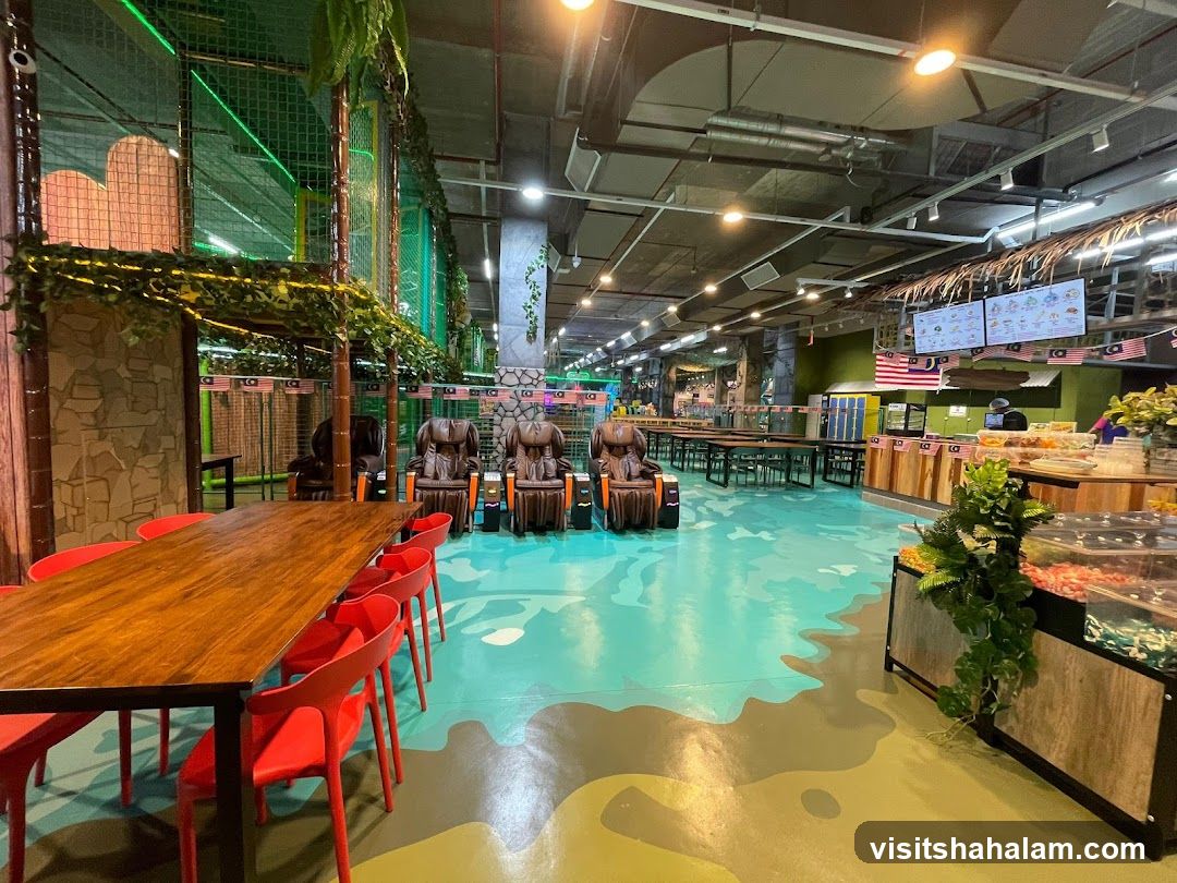 Indoor Entertainment Center with Dining Area