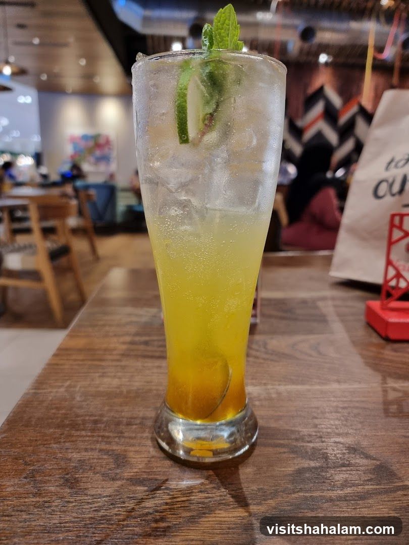 Yellow Drink with Mint and Lime