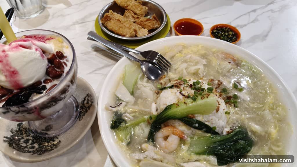 Seafood Rice Dish and Dessert