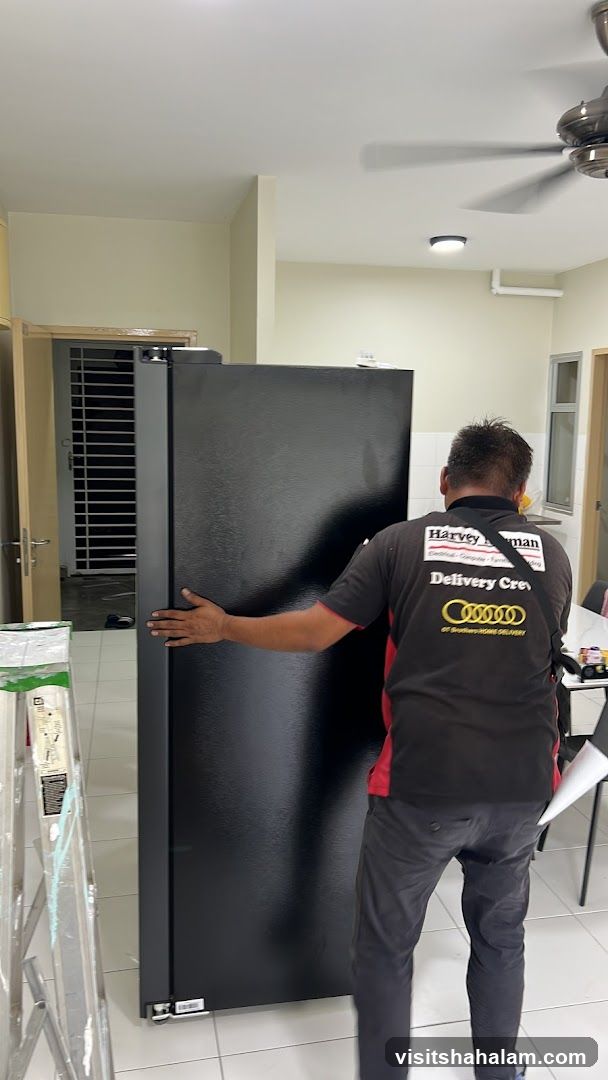 Delivery Crew Moving Refrigerator