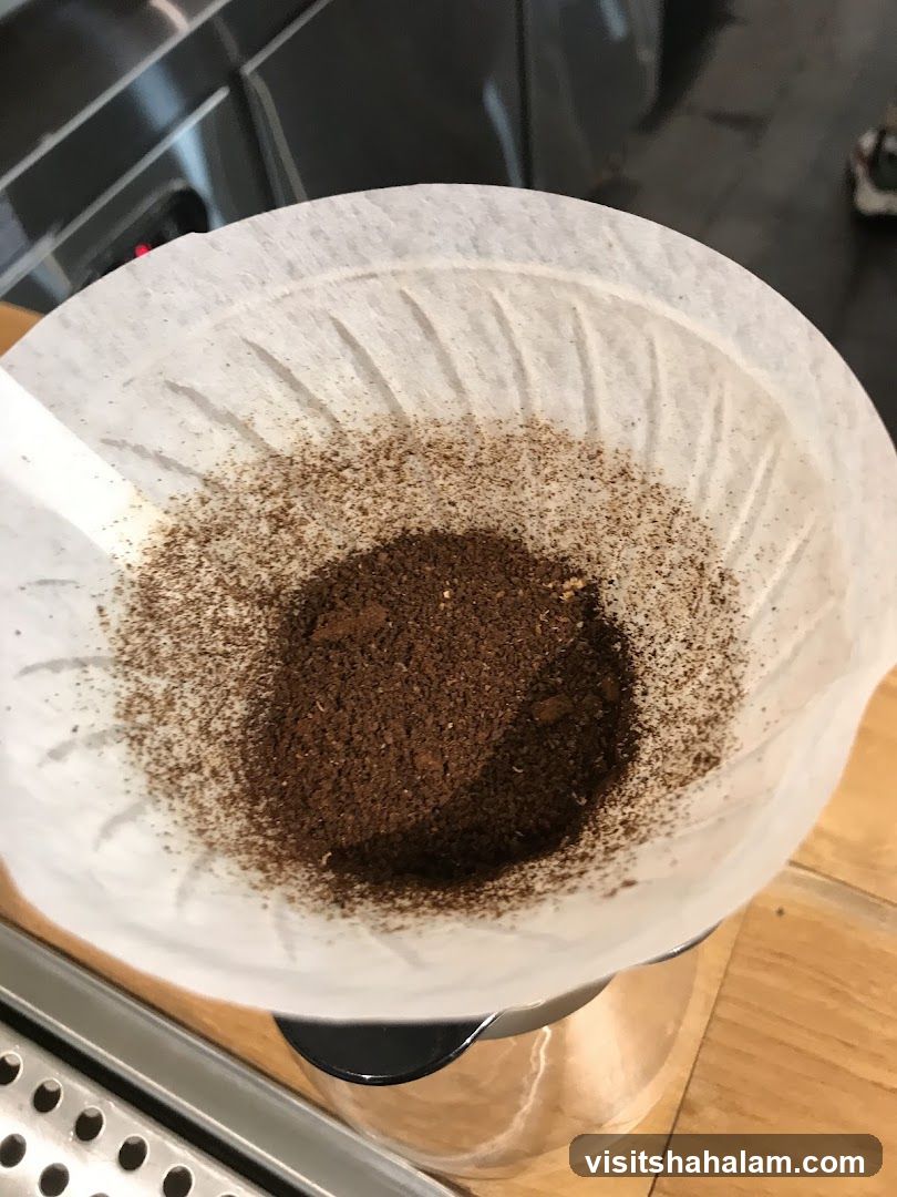Coffee grounds in a filter