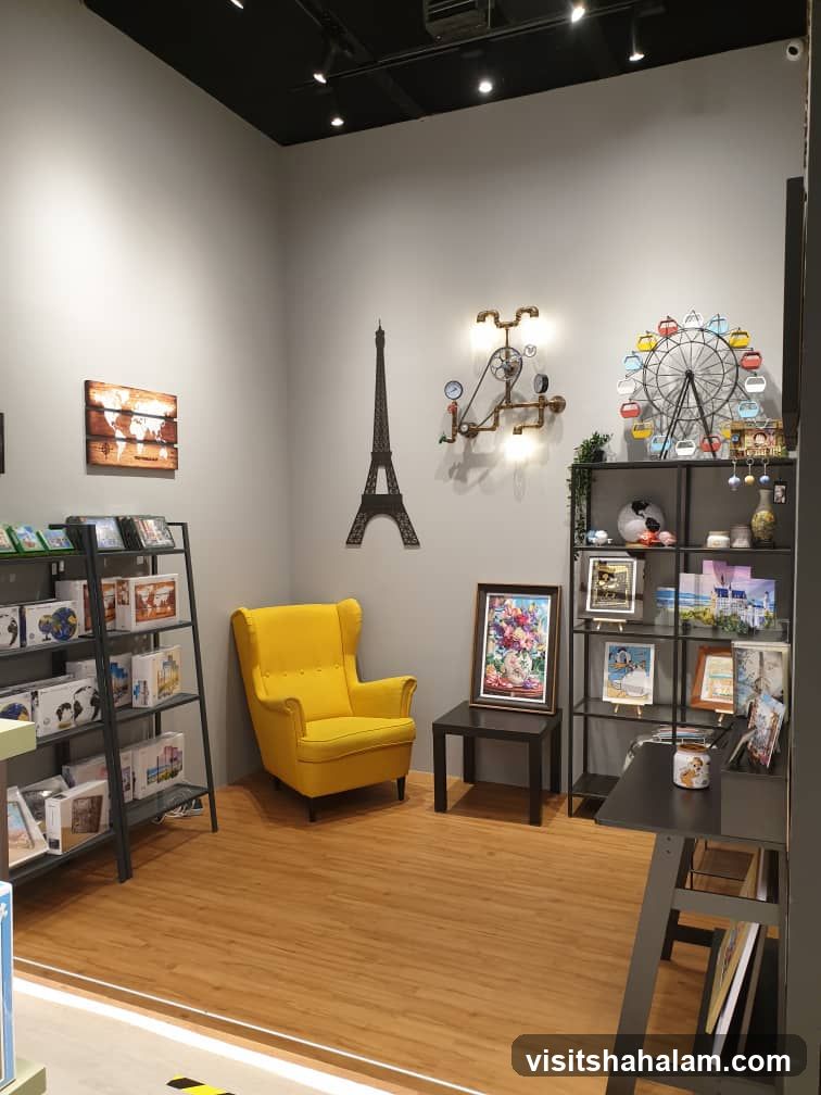 Interior of a shop with decorative items and merchandise