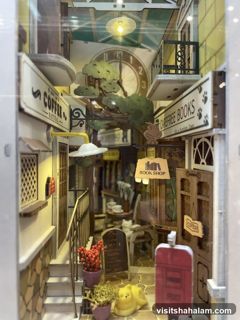 Diorama of a European Street Scene with Shops