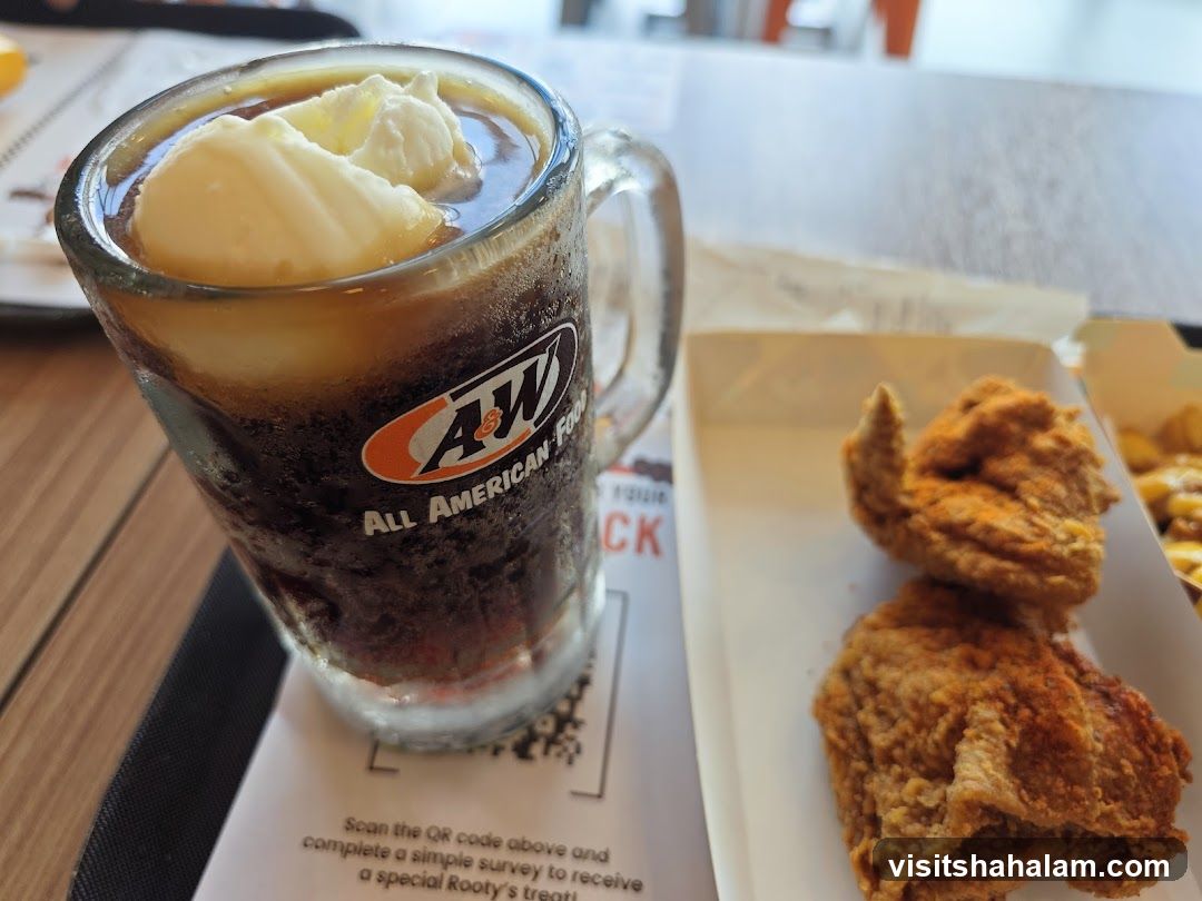 A&W Root Beer Float and Fried Chicken