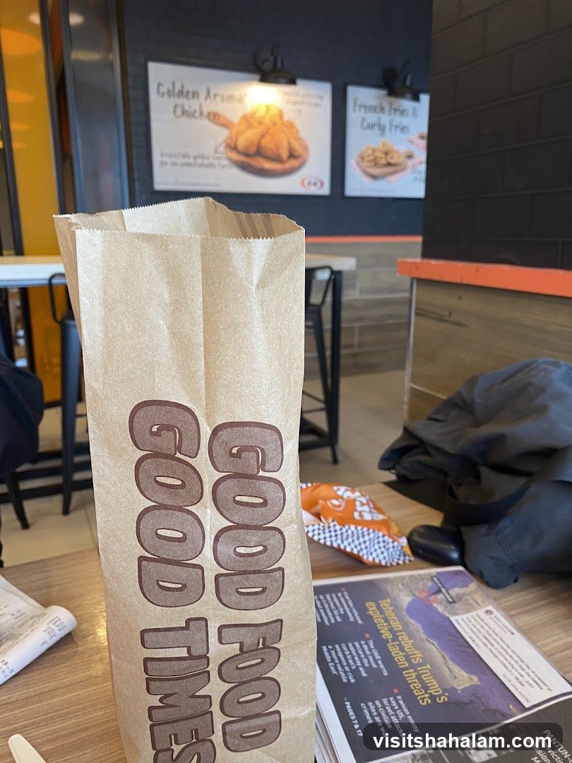Restaurant Interior with Food Bag