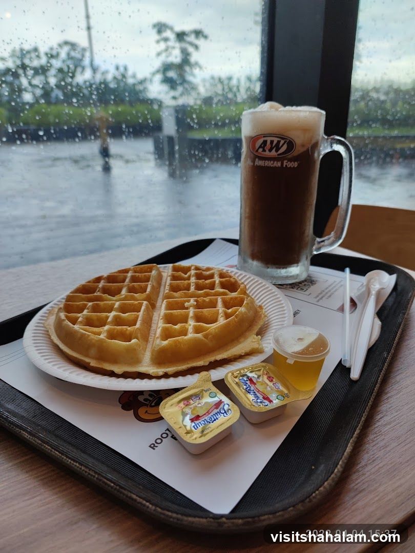 A&W Waffle and Root Beer Float