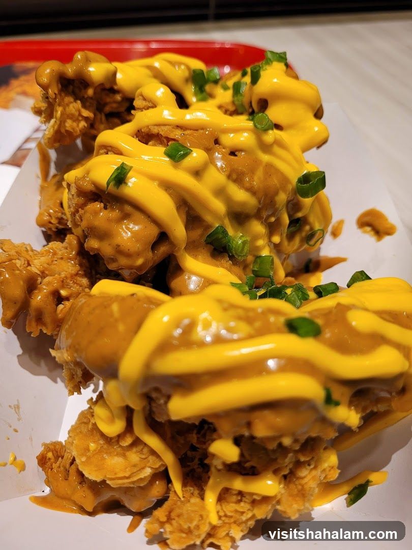 Fried Chicken with Cheese Sauce