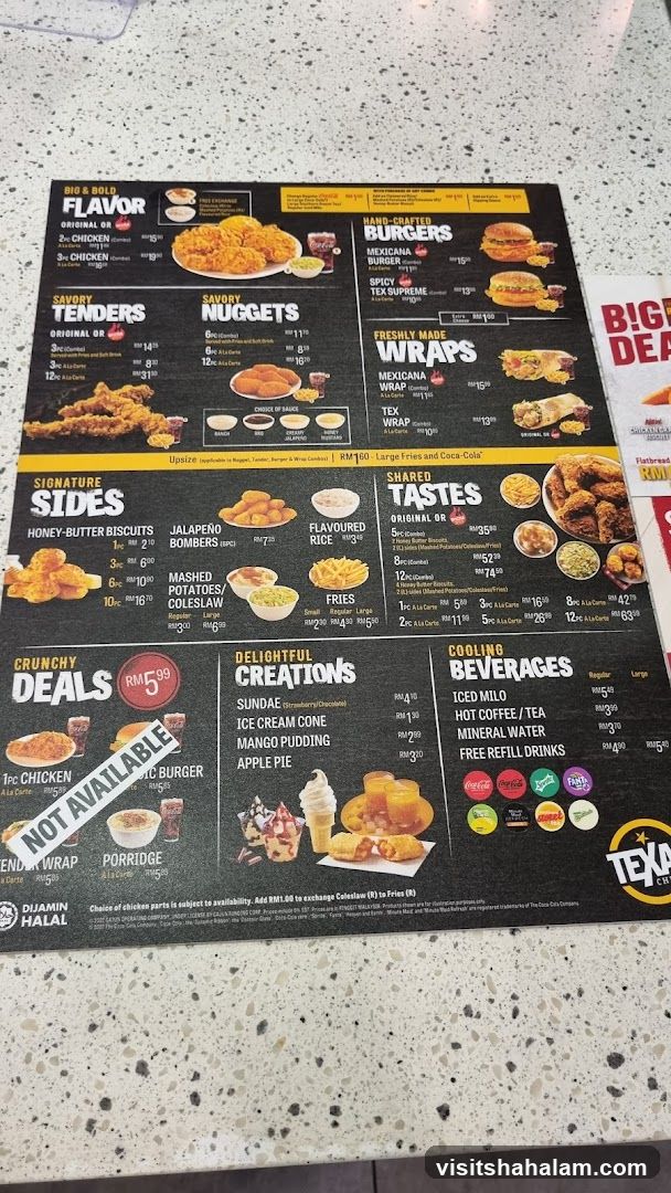 Texas Chicken Menu
