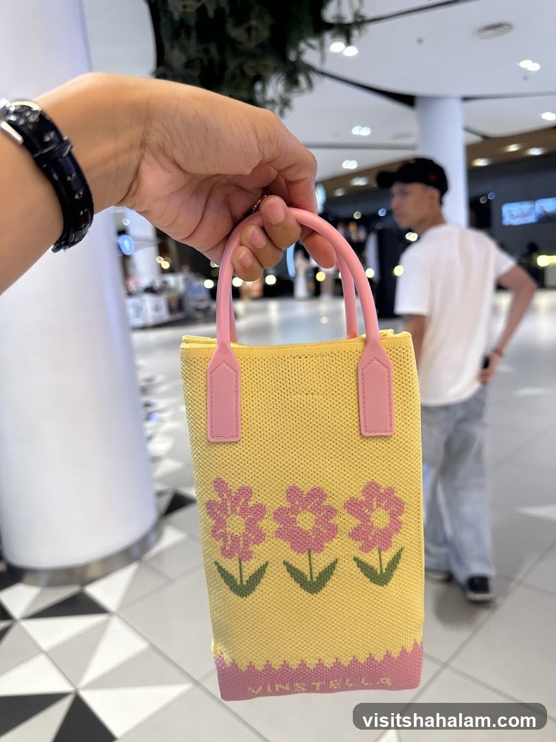 Yellow Tote Bag with Pink Flowers
