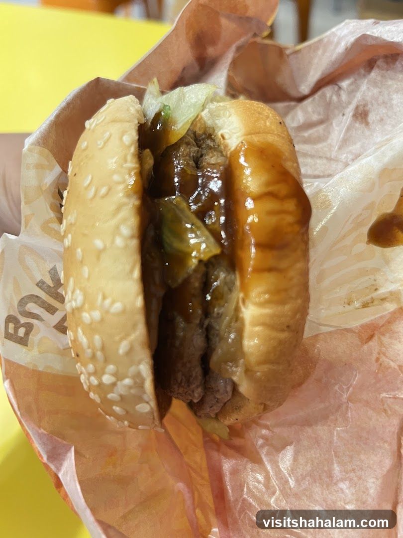 Burger in wrapper