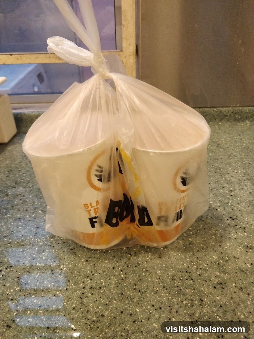 Takeaway Cups in Plastic Bag
