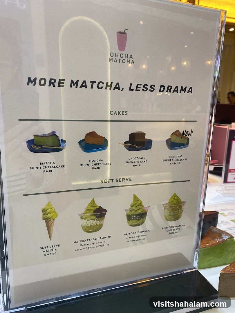 Ohcha Matcha Menu
