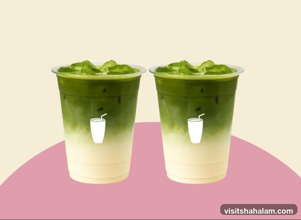 Two Iced Matcha Lattes