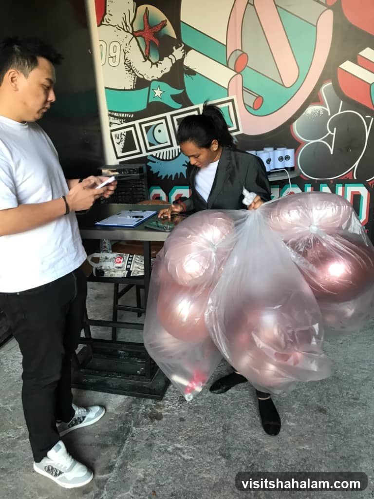 People with balloons
